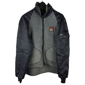 Vintage 1970s Skillers Colt Motorcycles Deep Pile Fleece Grey Jacket Size L